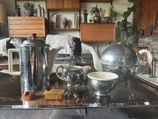 Vintage WMF Hammered Silver Plate  Art Deco / Bauhaus Tea And Coffee Service