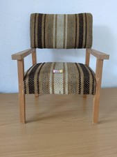 Vintage Retro Children's  Art Deco Era Oak Framed Armchair Padded Seat