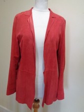 JANE NORRIS VINTAGE RED SUEDE EDGE TO EDGE JACKET WITH POCKETS - SIZE 12
