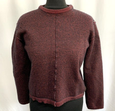 Armani Crop Jumper Wool Blend Dark Red Exposed Seams 3/4 Sleeve Large C2954