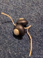 Pair Pewter Coloured Dark Wood Mid Century 70s Shank Buttons