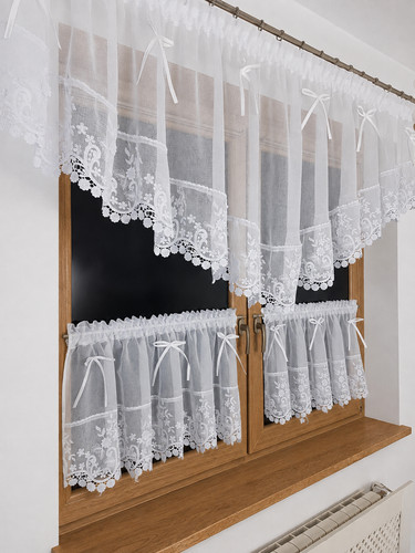 White kitchen curtain set - kitchen,