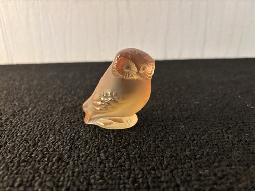 Orange crystal owl lalique - owl,