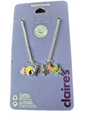 Claires Accessories Best Friends SetOf 2 Necklaces Silver Coloured ~New Free P&P