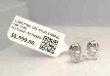 $6000 1.28CTTW CT REAL CERTIFIED Diamond Stud Earrings! SOLID 14K WHITE Gold!
