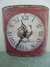 Metal Chicken Cockerel Wall Clock / Plaque Tin Sign Design Battery Operated