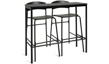 Stella Black Bar Table & 2 Black Stools