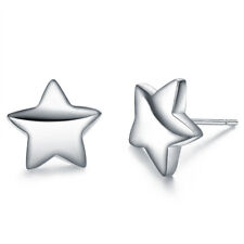 Solid 925 Sterling Silver Shiny Tiny Cute Small Star Plain Stud Earrings Gift UK