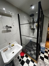 Hudson Reed Apex 900mm Shower Side Panel Only – Matt Black, 8mm Glass, 1900mm H