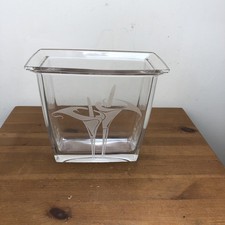 Marc Aurel Heavy Crystal Glass Orchid Vase Signed