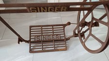 Antique Cast Iron SINGER swing machine foot pedal, base part, wheel and pedal.