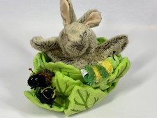 The Puppet Company Bunny In Lettuce Hand Puppet + 3 Mini Beasts Finger Puppets