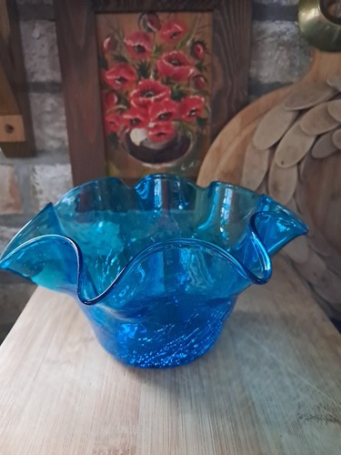 Vintage crackle glass - vintage, bowl