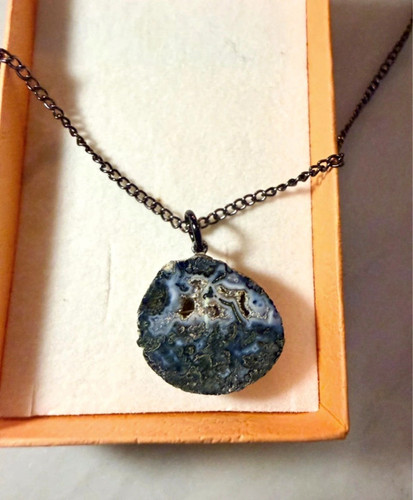 Blue round fossil - stone, charm