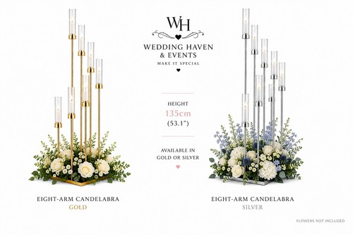 Gold arm candelabra - gold,