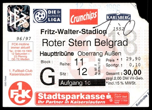 Ticket 1996 kaiserslautern - fc,
