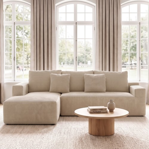 Corduroy shaped corner sofa - shaped,