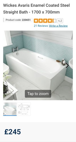 Wickes avaris steel bath - steel,