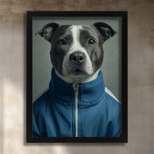 Staffordshire Bull Terrier Print Staffy In Tracksuit Modern Dog Wall Art Print