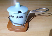 Mid century Teak Wyncraft Holder Lord Nelson Pottery Mint Sauce Pot Gift