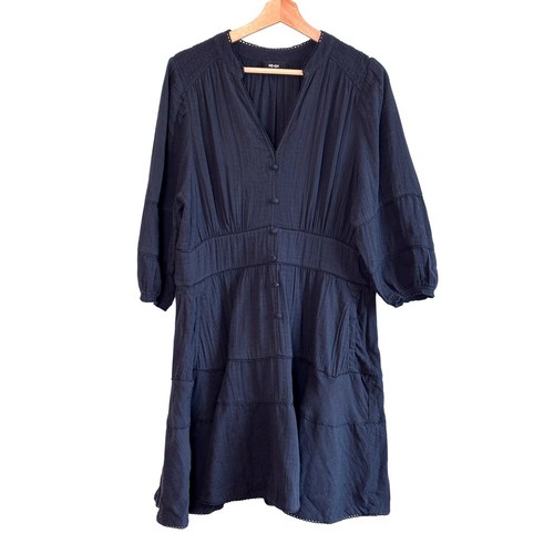 Cotton navy blue dress - em,