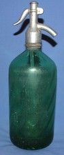 Antique Bulgarian soda syphone seltzer green glass bottle