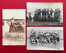 3 x photo postcard around 1928 Baltic Sea resort group pictures swimwear bathers types (123067