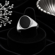 Men black onyx ring - men's, oval