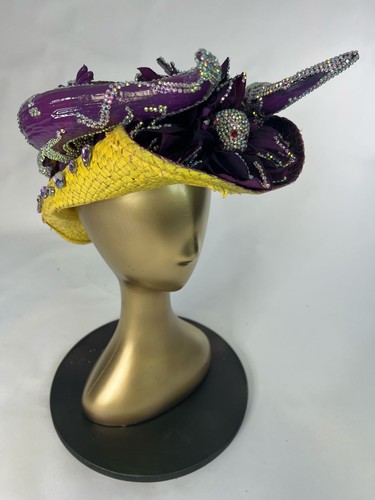 Black hat with violet horns - hat,