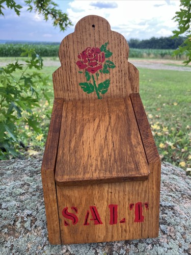 Old oak wood salt box - wood,