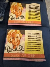 Vintage 1940s/50s Hair Clip Bobby Pins On Card bond street lacquer