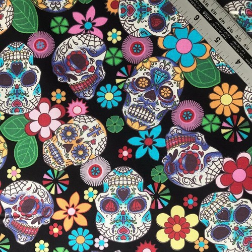 Black skull flower - print,