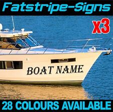 PERSONALISED BOAT NAME x3 VINYL STICKERS GRAPHICS DECALS CUSTOM YACHT HULL BOW