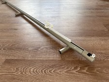 Long quality brushed steel curtain pole track operated with side pull cord