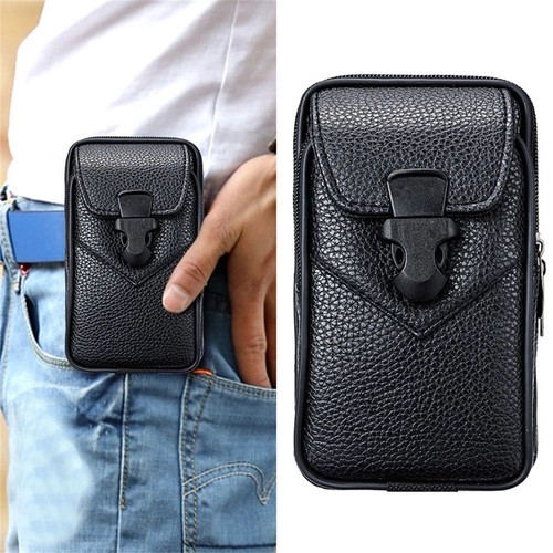 Men leather phone - men, waist