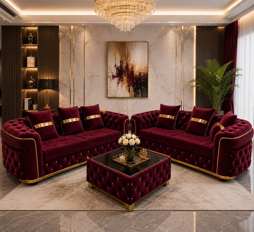 Velvet chesterfield sofa - velvet,