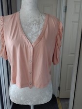 BNWT LADIES SHORT CARDIGAN/TOP BY JORLI.  SHORT RUCHED SLEEVES. SIZE UK 20