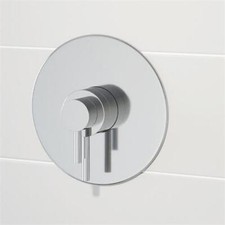 Round Thermostatic Concealed Shower Valve Silver, Chrome Bathroom Contemporary