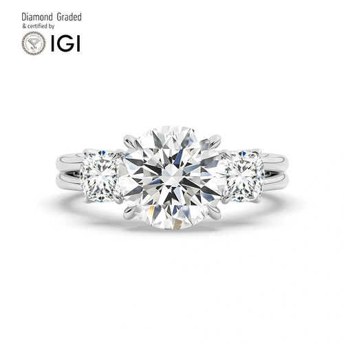 Round diamond trilogy ring - diamond,