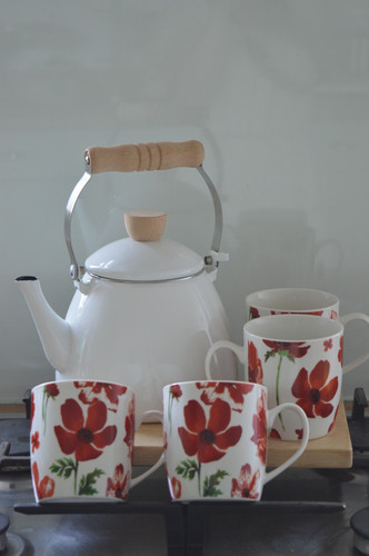 Set four poppy coffee tea - set, of