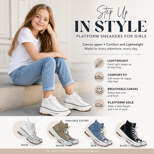 Girls canvas platform trainers - girls,
