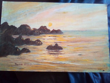 Vintage Oil On board.seascape by Thelma Wyatt.