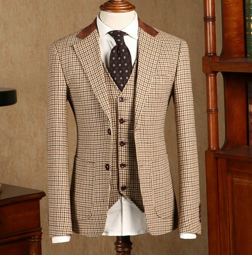 Brown classic plaid tweed suit - classic,