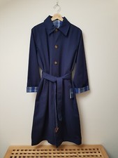Polo Ralph Lauren Navy Blue/Checked Reversible Cotton Long Trench Coat S RPR£750