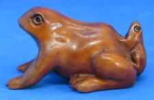 Japanese boxwood vintage Victorian Meiji Period oriental antique frogs Netsuke