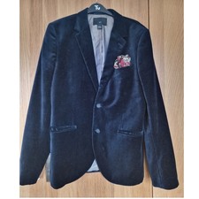 Stylish Mens Next Navy Blue Velvet Blazer Dinner Suit Jacket Euro 50 UK 40 (Med)