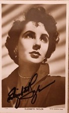 Elizabeth Taylor - signed original Picturegoer postcard 6x4". AFTAL COA