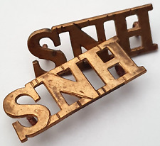 SNH South Nottinghamshire Hussars (Yeomanry) Brass Shoulder Title Badges.