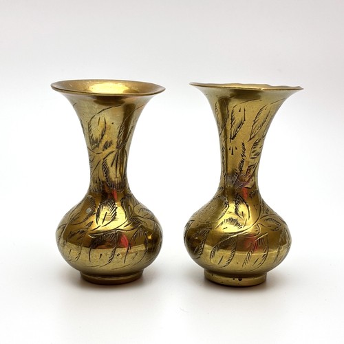 Pair vintage brass bud vases - pair,