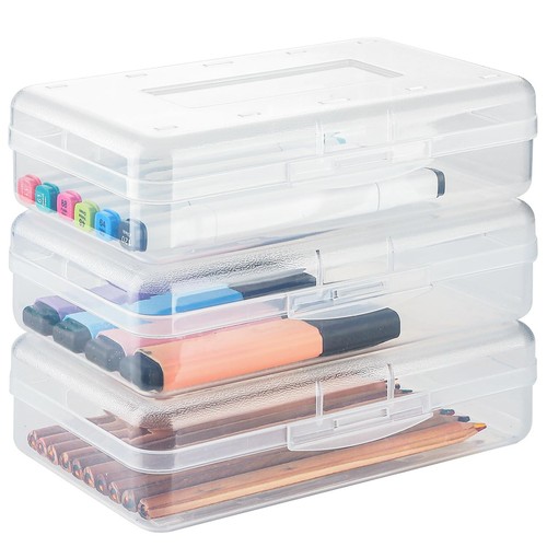 Clear pencil box - pencil, box,